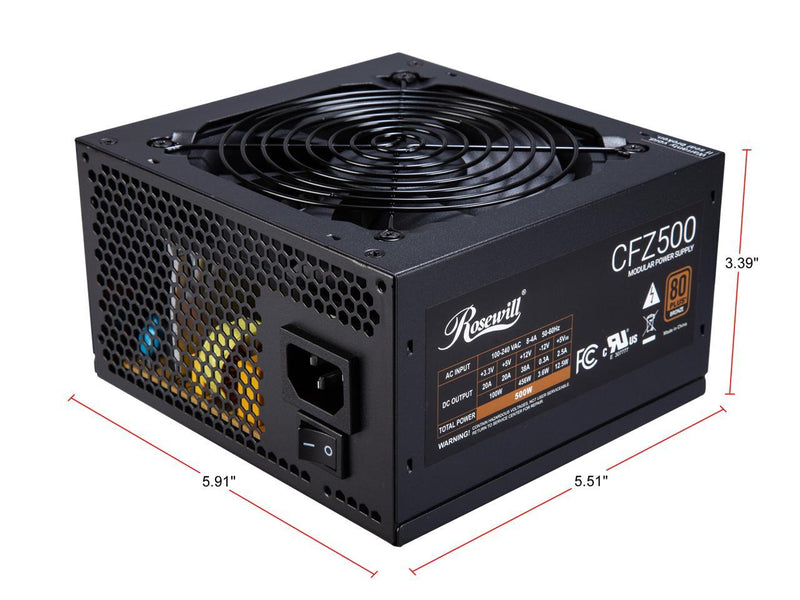 Rosewill CFZ500 500W ATX Semi Modular Gaming Power Supply | 80 Plus Bronze