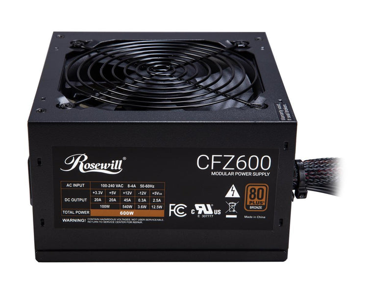 Rosewill CFZ600 600W ATX Semi Modular Gaming Power Supply | 80 Plus Bronze