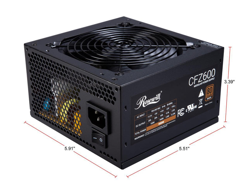 Rosewill CFZ600 600W ATX Semi Modular Gaming Power Supply | 80 Plus Bronze