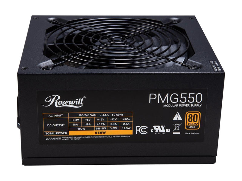 Rosewill PMG 550, 80+ Gold Certified, 550W Fully Modular Power Supply, Low