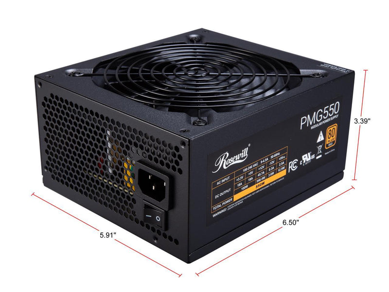 Rosewill PMG 550, 80+ Gold Certified, 550W Fully Modular Power Supply, Low