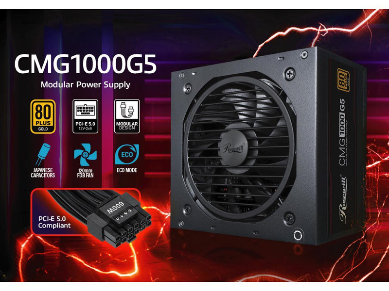 Rosewill CMG5 1000W, ATX 3.0 & 3.1 Compatible, 80+ Gold Full Modular Power