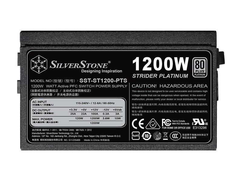 SilverStone Strider Platinum series SST-ST1200-PTS 1200 W ATX12V v2.4 80 PLUS