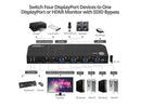 SIIG CE-KV0D11-S1 4x1 DisplayPort 4K KVM USB 3.0 Switch with Remote Control