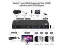 SIIG CE-KV0F11-S1 4x1 HDMI 4K HDR KVM USB 3.0 Switch with Remote Control