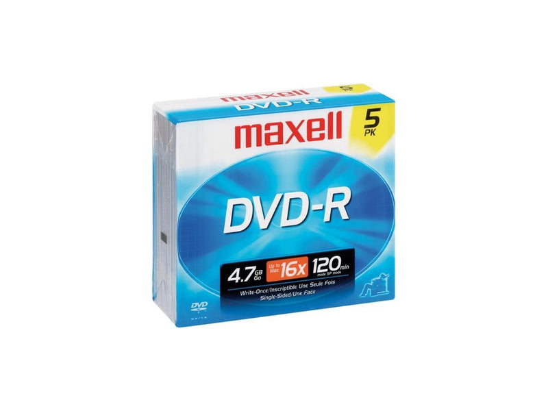 maxell 4.7GB 16X DVD-R 5 Packs Jewel Case Disc Model 638002