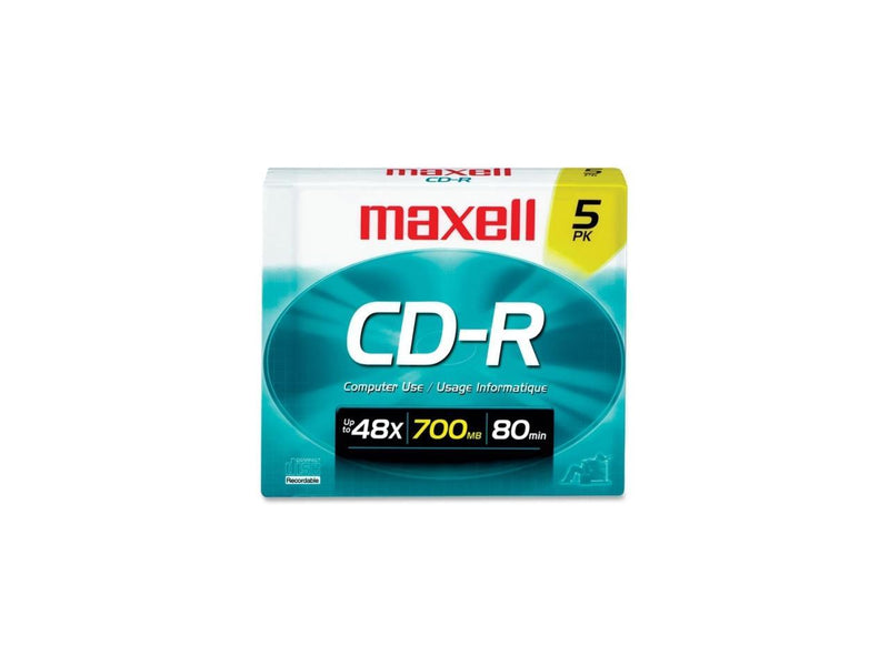 maxell 700MB 48X CD-R 5 Packs Slim Jewel Case Media Model 648205