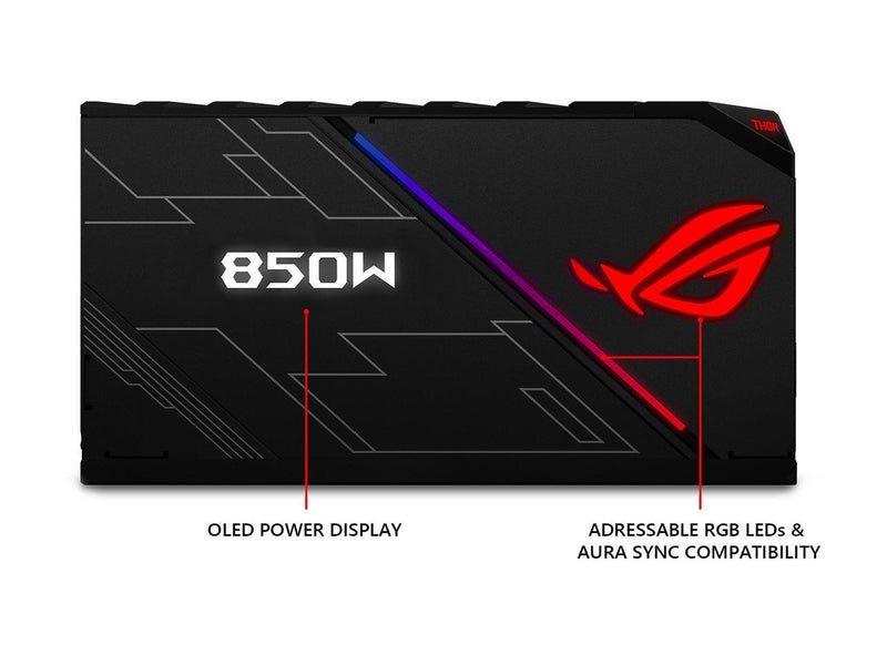 ASUS ROG Thor 850 Certified 850W Fully-Modular RGB Power Supply with LiveDash