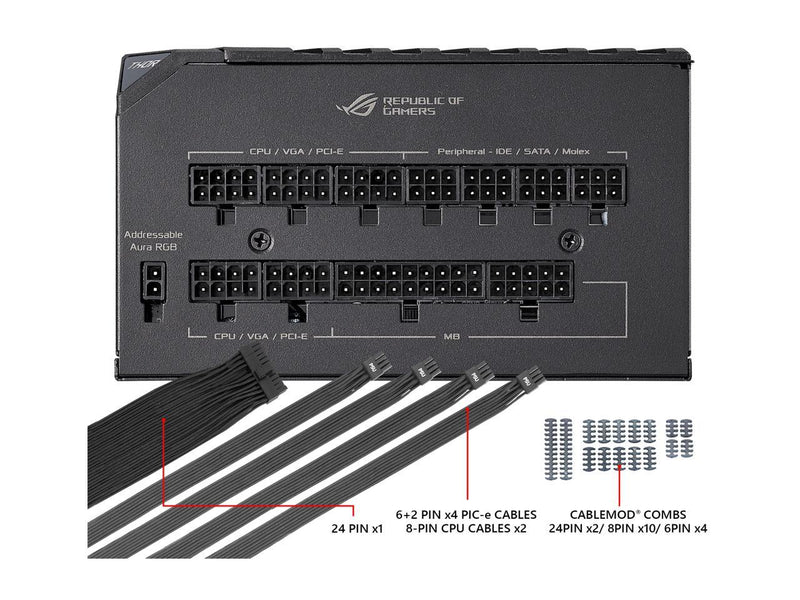ASUS ROG Thor 850 Certified 850W Fully-Modular RGB Power Supply with LiveDash