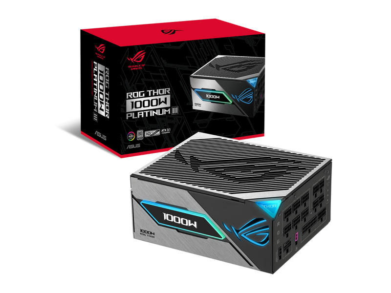 ASUS ROG Thor 1000W Platinum III PSU (80 PLUS Platinum Certified, ATX 3.1, GaN