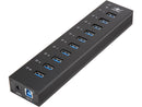 VANTEC UGT-AH110U3-BK 10-Port USB 3.0 Aluminum Hub with 12V/5A Premium Power