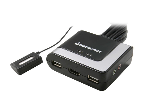 IOGEAR 2-Port HDMI Cable KVM Switch with Cables and Audio, GCS62HU, Black