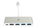 IOGEAR GUH3C4PD USB-C to 4 Port USB-A Hub with Power Delivery Pass-Thru
