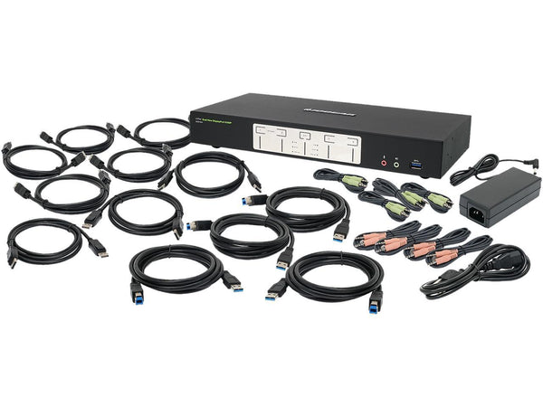 IOGEAR GCS1944 4-Port 4K Dual View DisplayPort KVMP with USB 3.0 Hub and Audio
