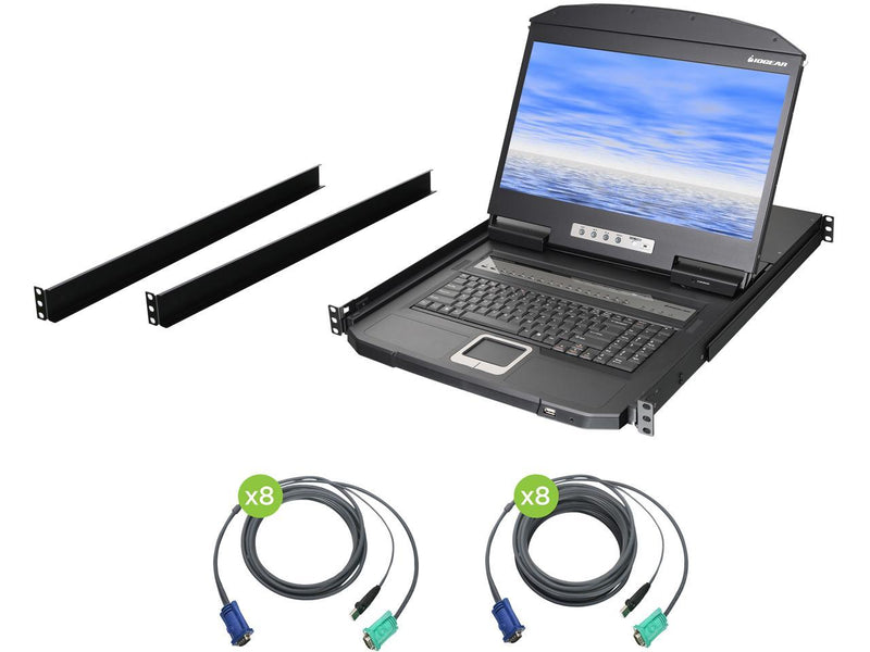 IOGEAR 18.5" Widescreen Short Depth 16-Port LCD KVM Switch with 16x USB KVM