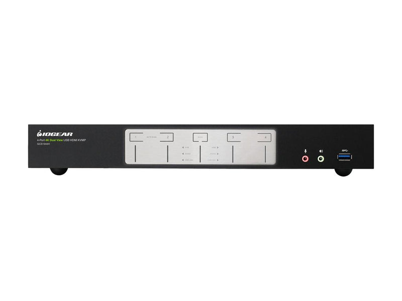 IOGEAR 4-Port 4K Dual View KVMP Switch with HDMI Connection, USB 3.0 Hub, and