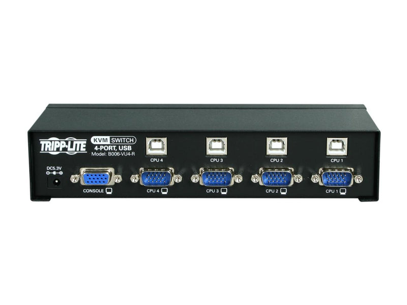 Tripp Lite 4-Port Desktop KVM Switch, USB-B, VGA HD15 Input, USB Keyboard