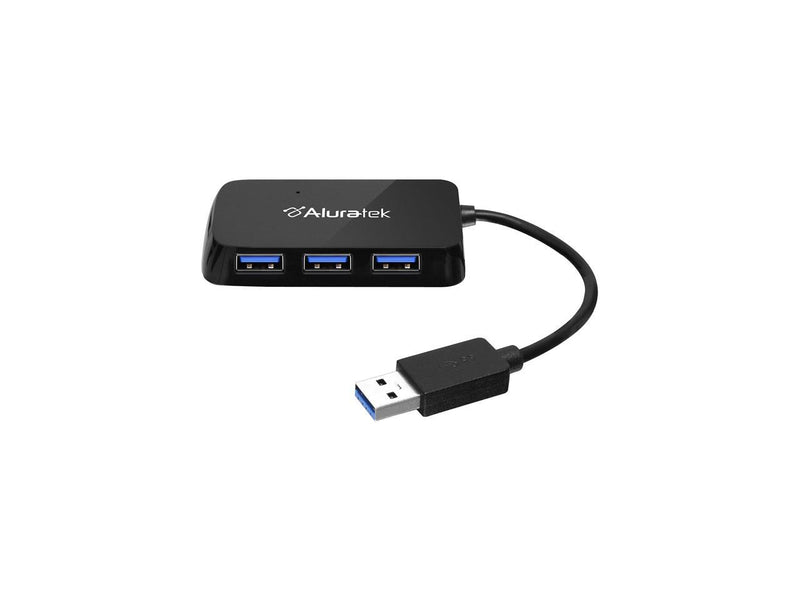 Aluratek AUH2304F 4-Port USB 3.0 SuperSpeed Hub with Attached Cable