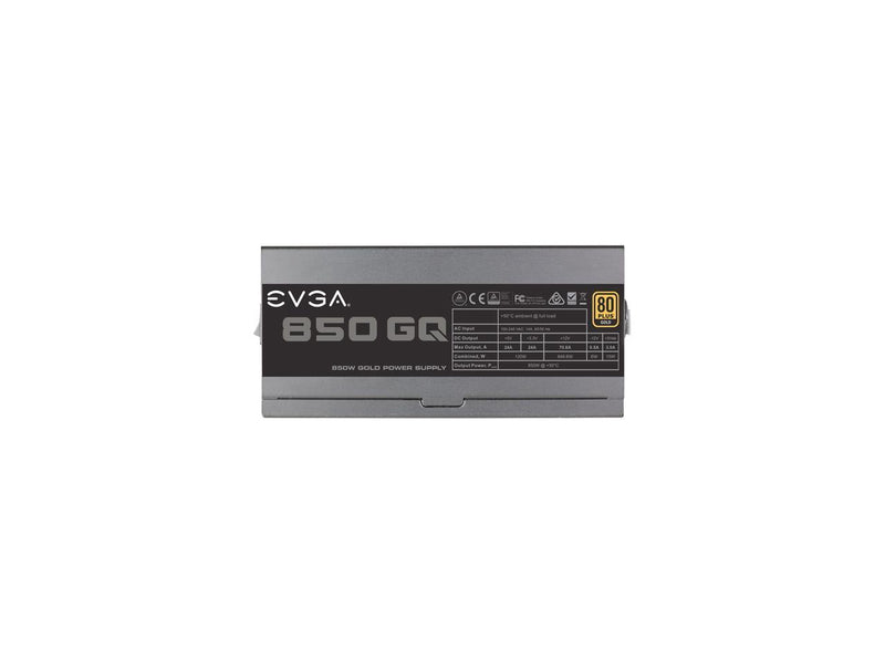 EVGA 850 GQ, 80+ GOLD 850W, Semi Modular, EVGA ECO Mode, 5 Year Warranty