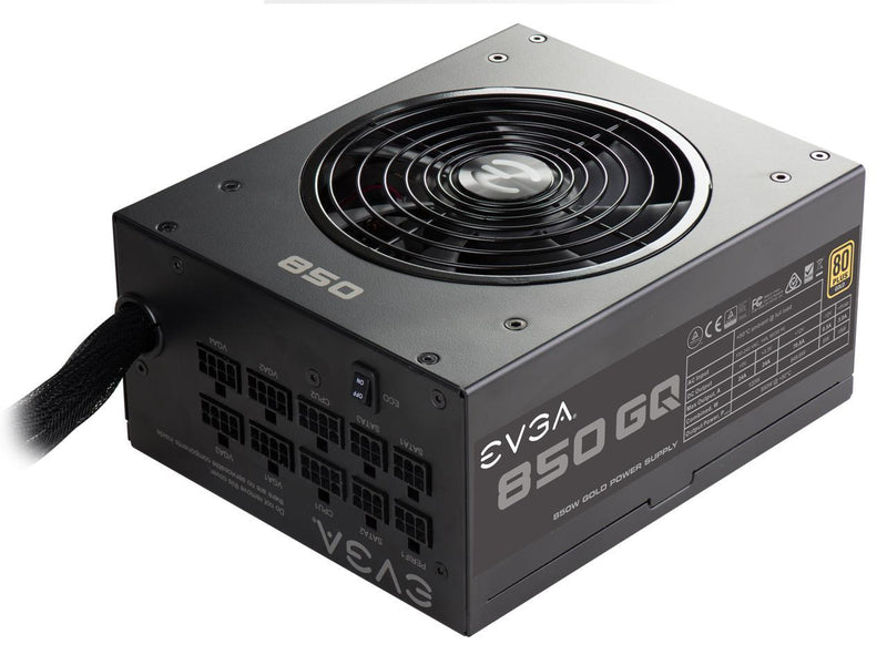 EVGA 850 GQ, 80+ GOLD 850W, Semi Modular, EVGA ECO Mode, 5 Year Warranty