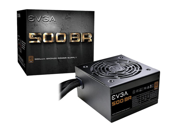 EVGA 100-BR-0500-K1 500 BR, 80+ Bronze 500W, 3 Year Warranty, Power Supply