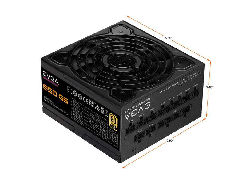 EVGA Supernova 850 G6, 80 Plus Gold 850W, Fully Modular, Eco Mode with