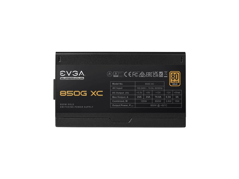 EVGA SuperNOVA 850G XC ATX3.0 & PCIE 5, 80 Plus Gold Certified 850W, 12VHPWR,