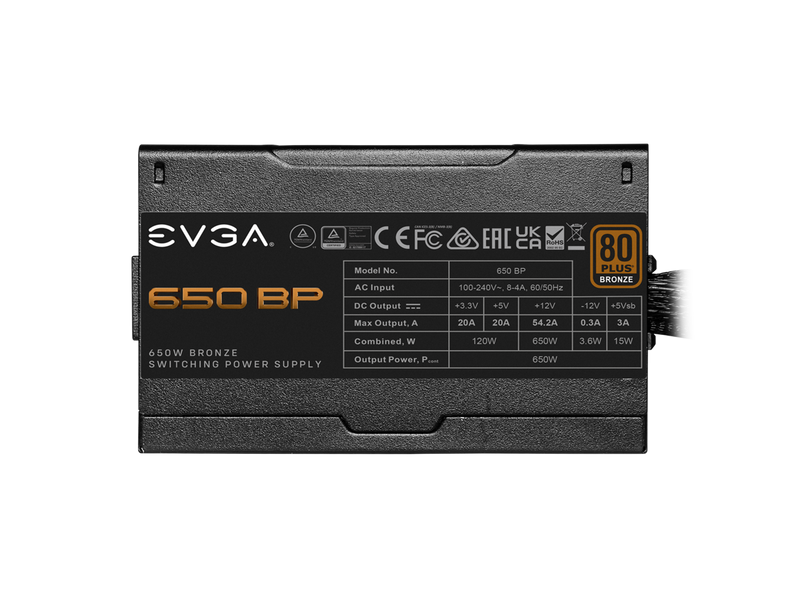 EVGA 650 BP, 80+ BRONZE 650W, 3 Year Warranty, Compact 120mm Size, Power Supply