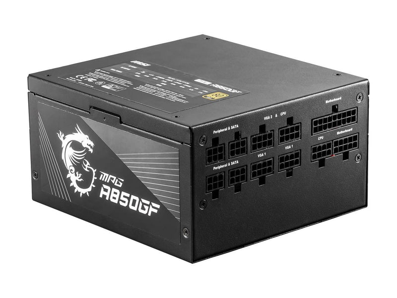 MSI MPG Series A850GF Power Supply (PSU): 850 Watt, Full Modular, 80 PLUS