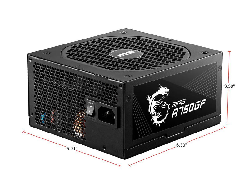 MSI MPG Series A750GF Power Supply (PSU): 750 Watt, Full Modular, 80 PLUS