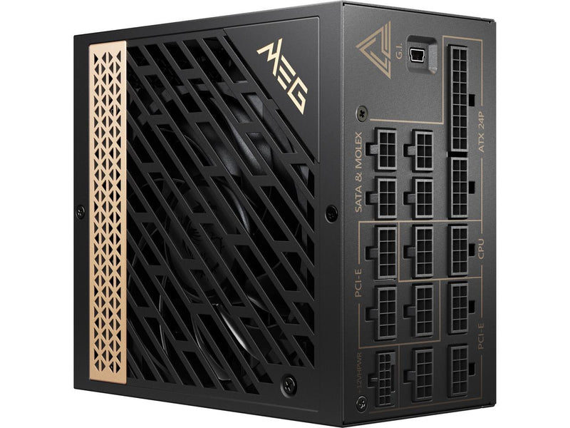 MSI - MEG Ai1300P PCIE 5.0, 80 PLATINUM Full Modular Gaming PSU, 12VHPWR Cable,