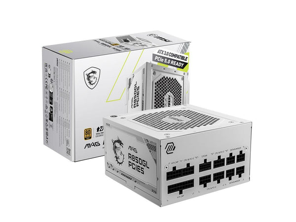 MSI - MAG A850GL PCIE 5.0 WHITE, 80 GOLD Fully Modular Gaming PSU, 12VHPWR