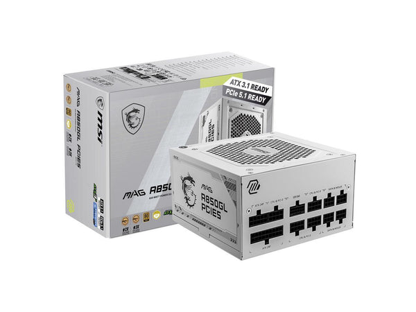MSI - MAG A850GL PCIE5 WHITE, 80+ GOLD Fully Modular Gaming PSU, 12V-2x6 Cable,