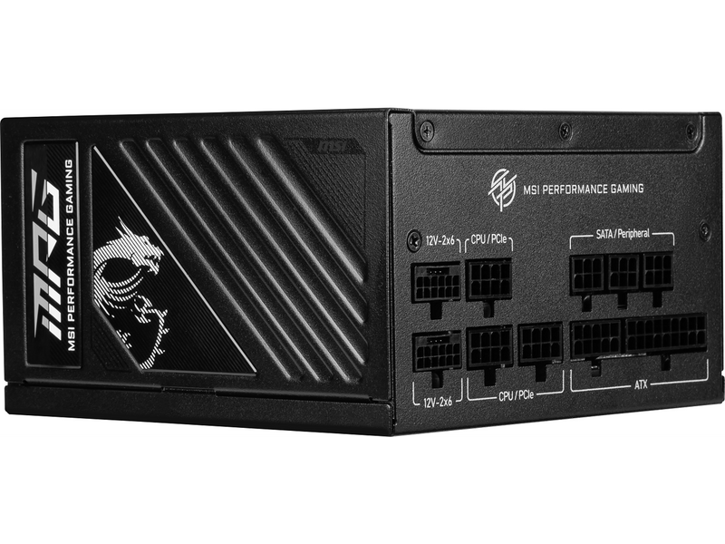 MSI - MPG A1250GS PCIE5, 80+ Gold Full Modular Gaming PSU, Dual 12V-2x6 Cables,