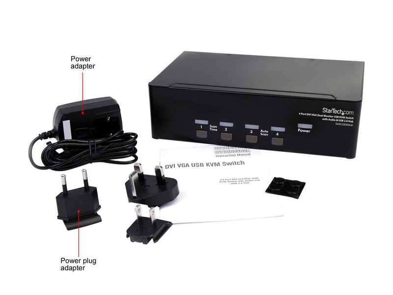 StarTech.com SV431DDVDUA 4-Port DVI and VGA, USB KVM Switch with Audio and USB
