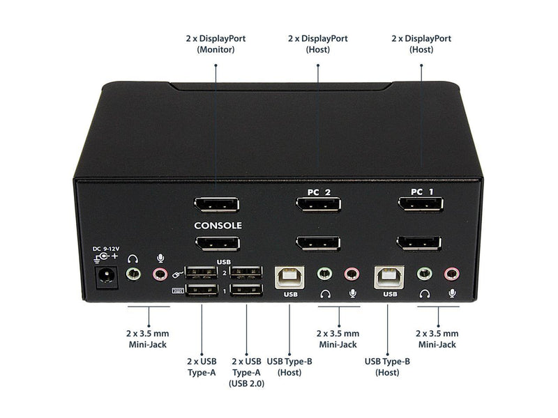StarTech.com SV231DPDDUA 2 Port USB KVM Switch with Audio & USB 2.0 Hub