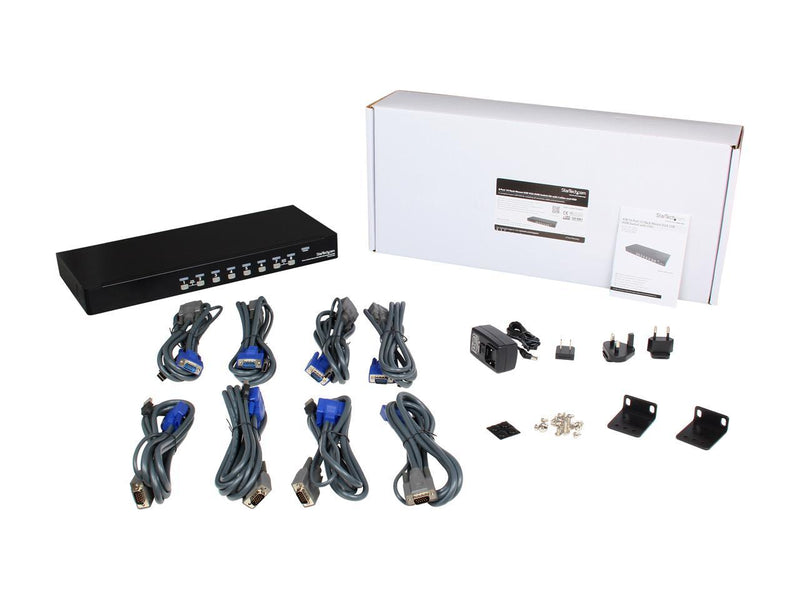StarTech.com SV831DUSBUK 8 Port 1U Rack Mount USB KVM Switch Kit with OSD and