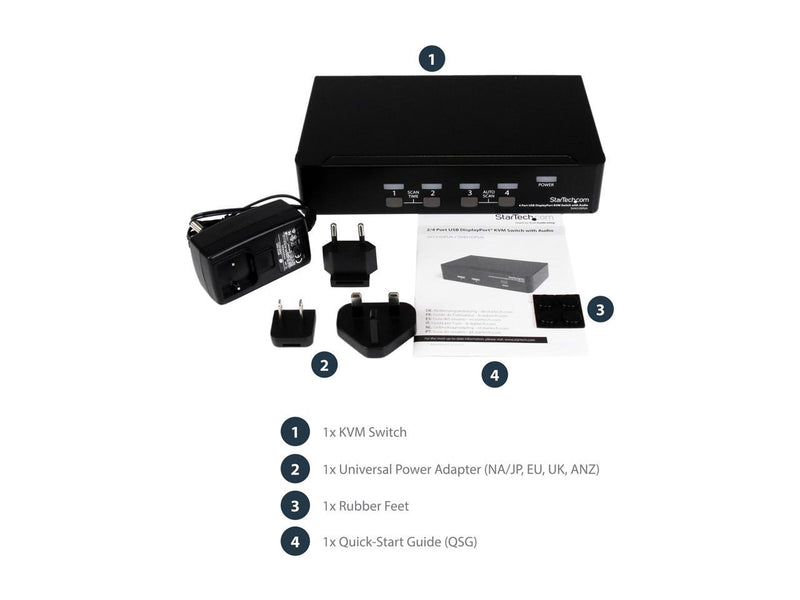 StarTech.com SV431DPUA 4 Port USB DisplayPort KVM Switch with Audio