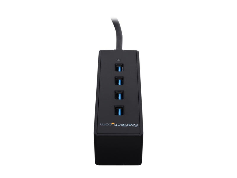 StarTech.com ST4300PBU3 4 Port USB 3.0 Hub - Built-in Cable - SuperSpeed - Black