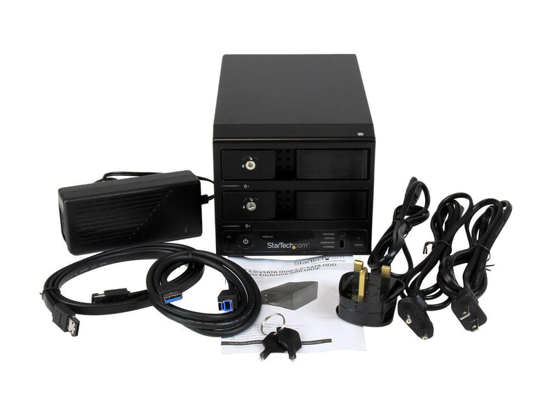 StarTech.com S352BU33RER 3.5" Black SATA III USB 3.0 / eSATA Dual-Bay Trayless