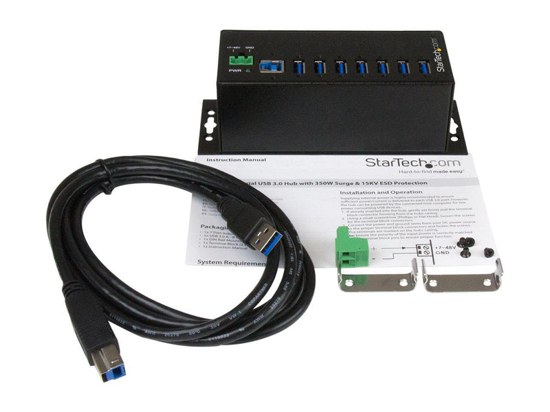 StarTech.com HB30A7AME 7-Port Industrial USB 3.0 Hub with External Power Adapter