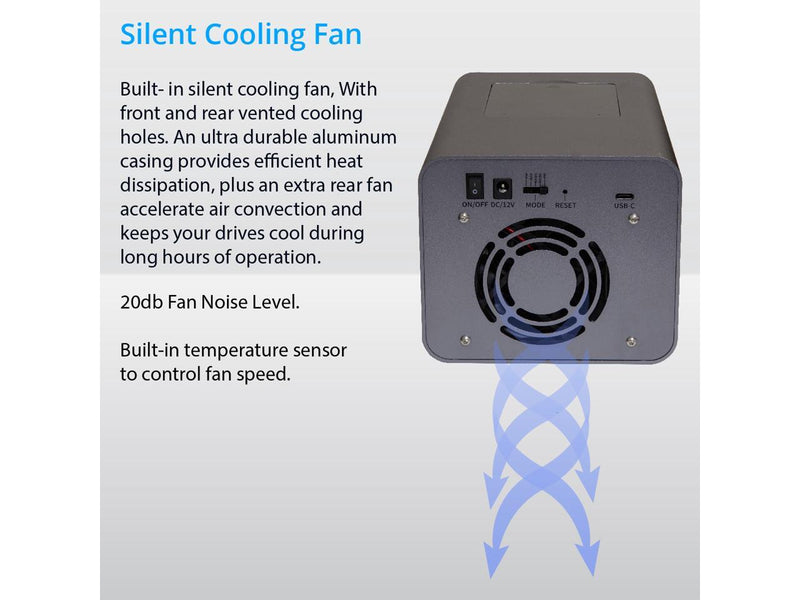 USB 3.2 (10Gbps) Type-C 2 Bay 2.5 Inch and 3.5 Inch SATA Hard Drive + 2 Bay M.2