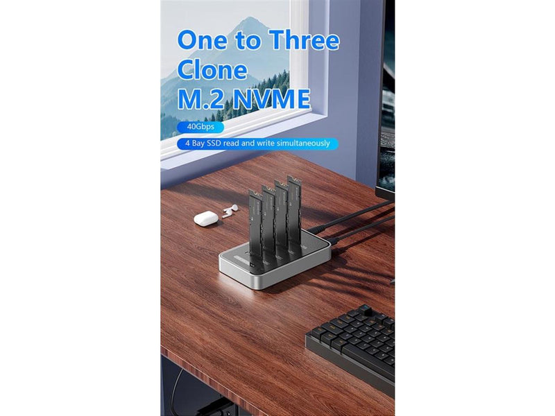 4 Bays USB4.0 (USB-C) 40G Portable NVMe (M Key, B+M Key) / NVMe / PCIe SSD