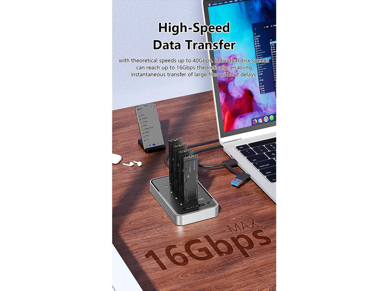 4 Bays USB4.0 (USB-C) 40G Portable NVMe (M Key, B+M Key) / NVMe / PCIe SSD