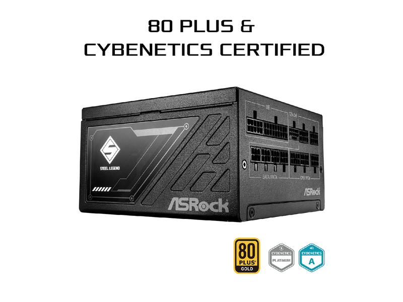 ASRock Steel Legend SL-1000G 1000W 80 PLUS GOLD & Cybenetics PLATINUM Full