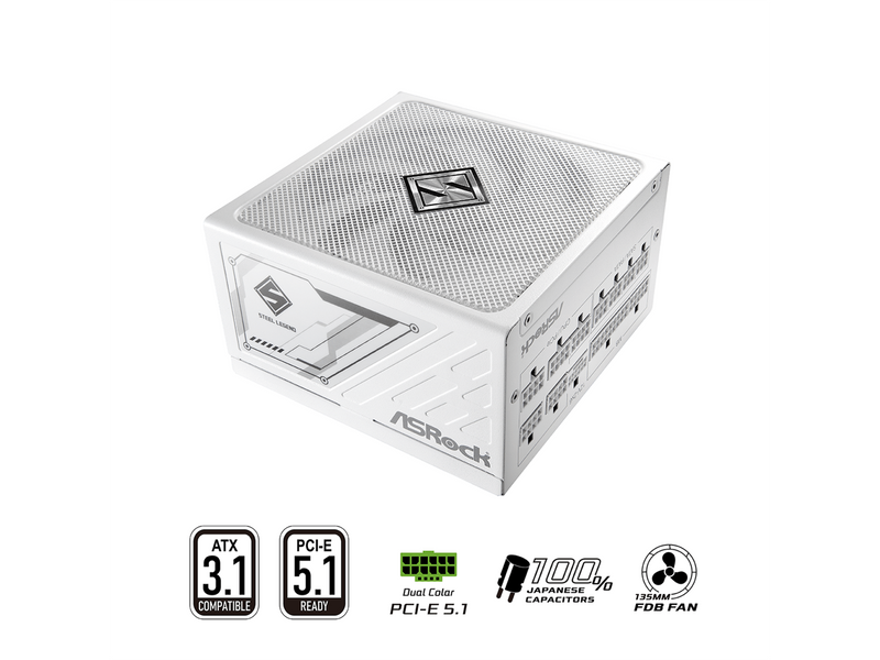 ASRock Steel Legend SL-850GW 850W 80 PLUS GOLD & Cybenetics PLATINUM Full