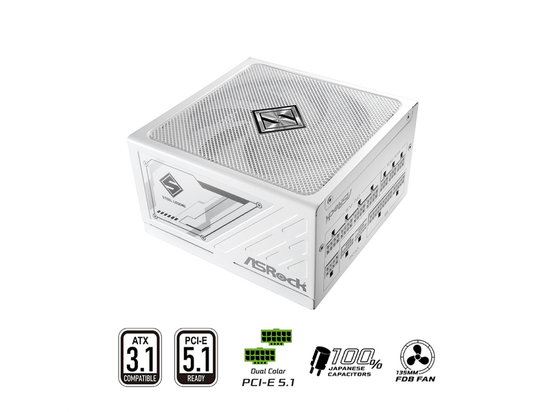 ASRock Steel Legend SL-1200GW 1200W 80 PLUS GOLD & Cybenetics PLATINUM Full