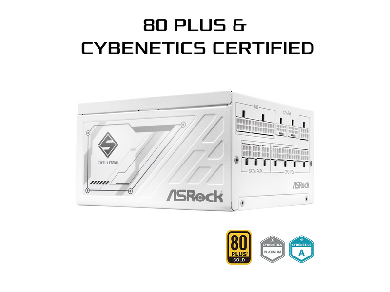 ASRock Steel Legend SL-1200GW 1200W 80 PLUS GOLD & Cybenetics PLATINUM Full
