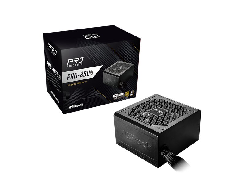 ASRock PRO Series PRO-850G 850 W ATX 3.1 Compatible 80 PLUS GOLD Certified Power