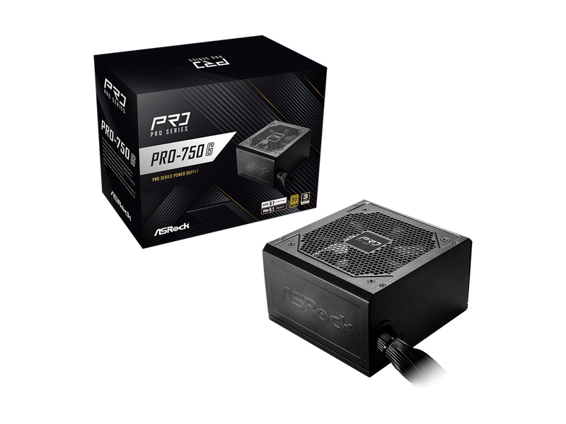 ASRock PRO Series PRO-750G 750 W ATX 3.1 Compatible 80 PLUS GOLD Certified Power